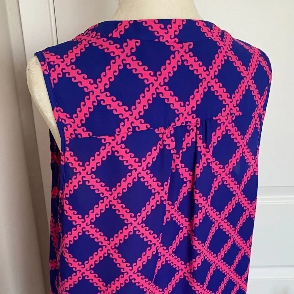 Stitch Fix 41 Hawthorn Blue Pink Design V-Neck Tank Top - Picture 8 of 11